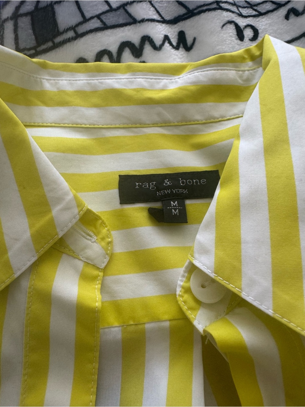 Rag and Bone yellow and white striped collar shirt. - Picture 2 of 8